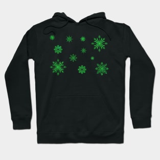 Bright Green Faux Glitter Snowflakes Hoodie